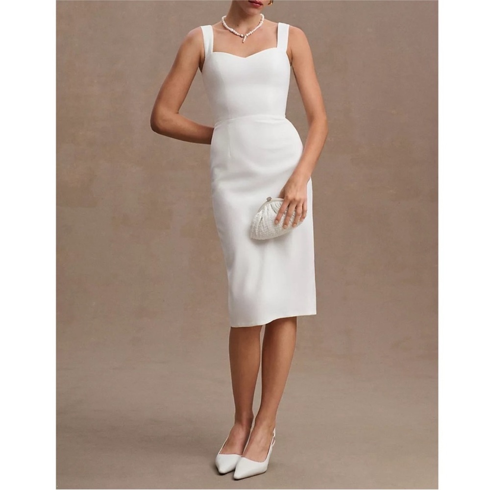 Dress the Population White Sleeveless Midi Sheath Dress